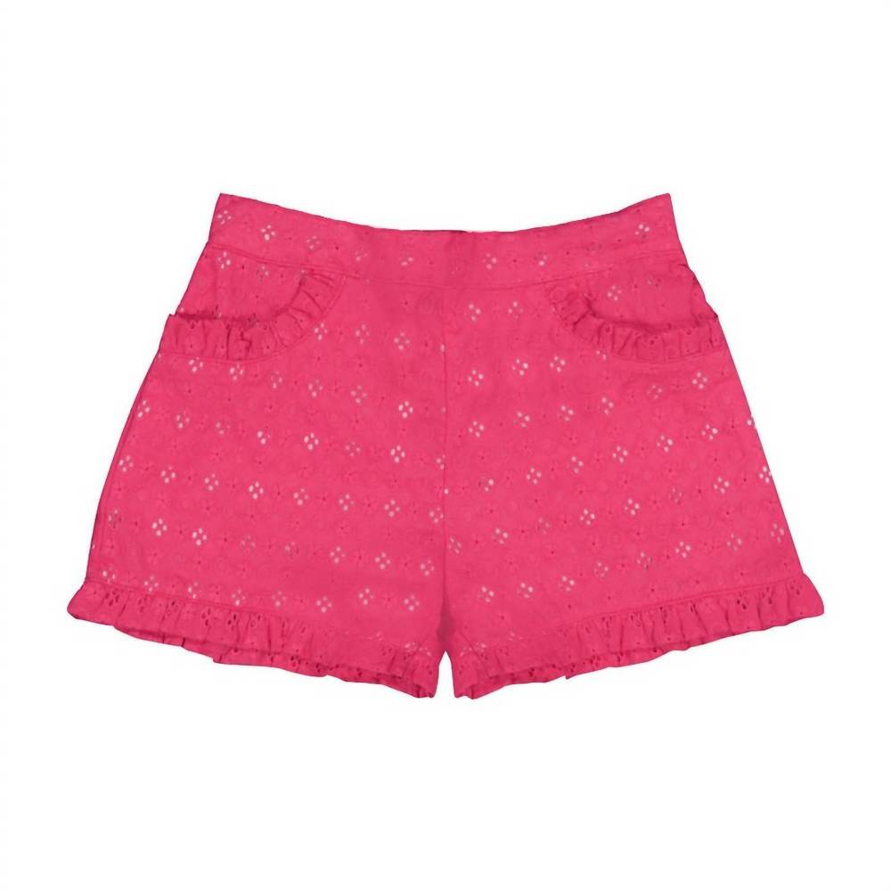 NEW BUSY BEES girl's phoebe pocket shorts in pink eyelet